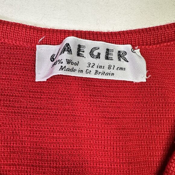 Vintage Jaeger Red Wool Cardigan Sweater Double Breasted 32” Made in Britain - Picture 5 of 5
